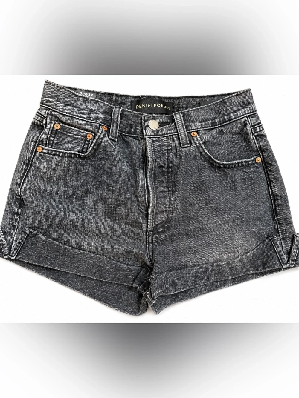 Denim Forum The Farrah Short Washed Black Denim Shorts 24